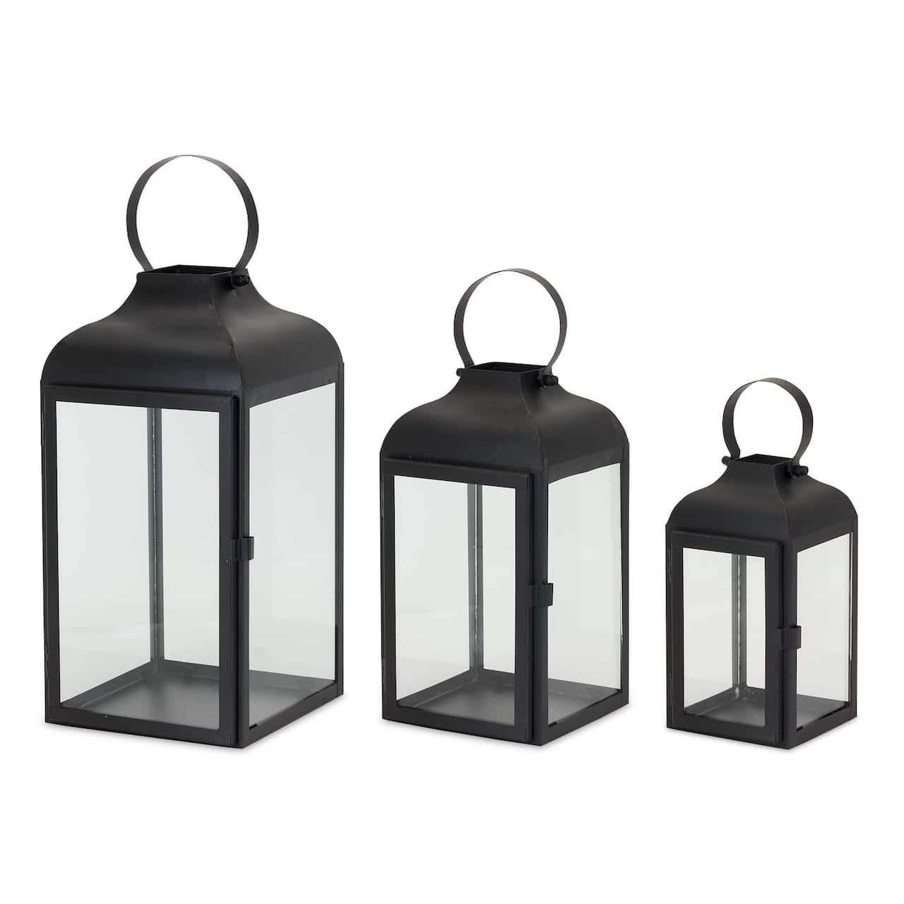 Black Iron Lantern Set, 10", 12.75" & 16"